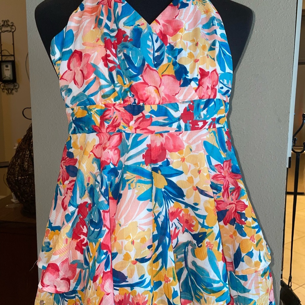 Floral Halter Dress - Multicolor